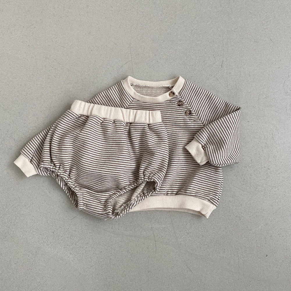 MyKids-USA® Spring and Autumn Baby Kids Unisex Long Sleeves Striped Pullover and Bloomers  Clothing Set