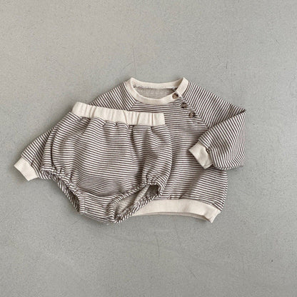 MyKids-USA® Spring and Autumn Baby Kids Unisex Long Sleeves Striped Pullover and Bloomers  Clothing Set