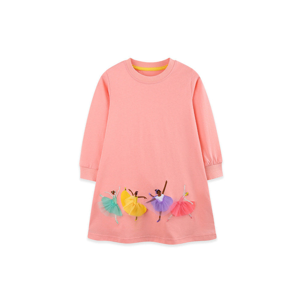 MyKids-USA® Autumn Arrival Baby Kids Girls Princess Cartoon Pattern Long Sleeves Dress