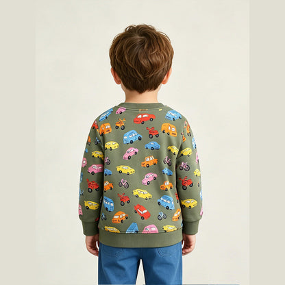 MyKids-USA® Autumn Arrival Kids Boys Cartoon Pattern Crew Neck Long Sleeves Sweatshirt