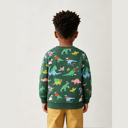 MyKids-USA® Autumn Arrival Kids Boys Cartoon Pattern Crew Neck Long Sleeves Sweatshirt