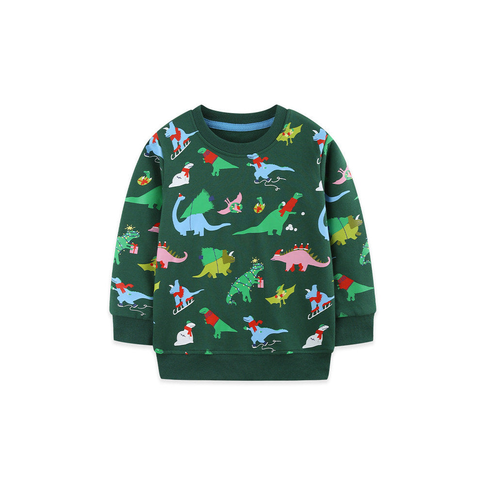 MyKids-USA® Autumn Arrival Kids Boys Cartoon Pattern Crew Neck Long Sleeves Sweatshirt