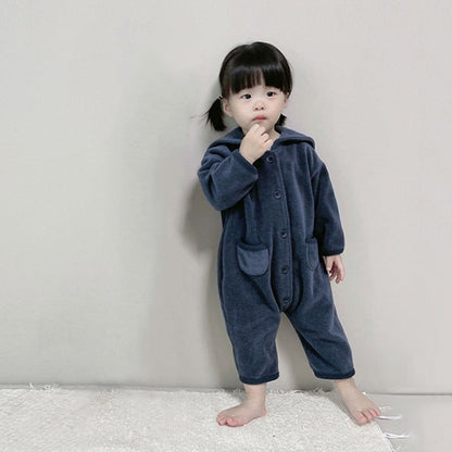 MyKids-USA® Autumn Hot Selling Baby Unisex Solid Color Long Sleeves Fluffy Romper