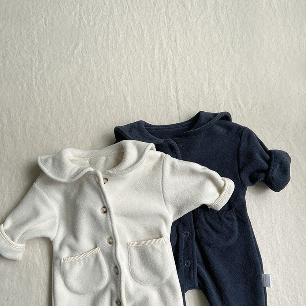 MyKids-USA® Autumn Hot Selling Baby Unisex Solid Color Long Sleeves Fluffy Romper