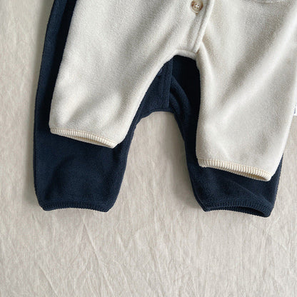 MyKids-USA® Autumn Hot Selling Baby Unisex Solid Color Long Sleeves Fluffy Romper