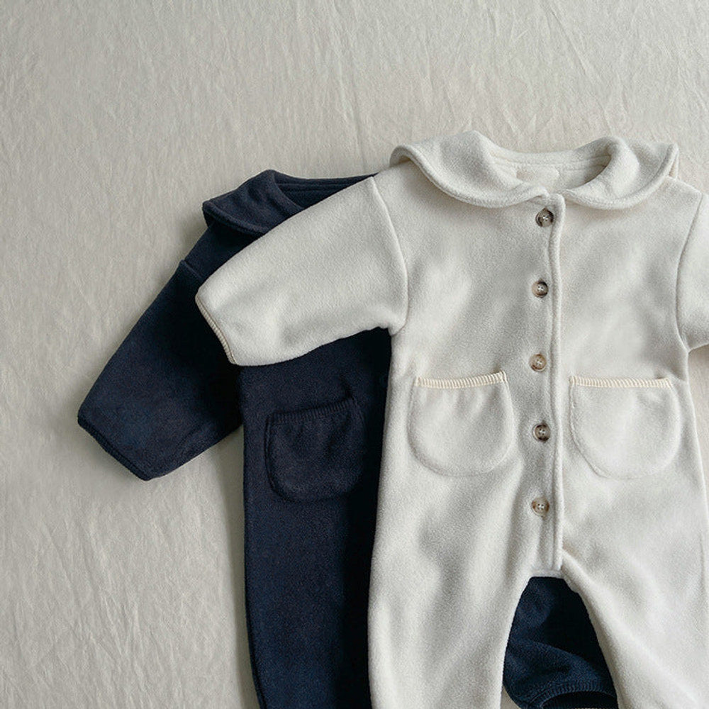 MyKids-USA® Autumn Hot Selling Baby Unisex Solid Color Long Sleeves Fluffy Romper