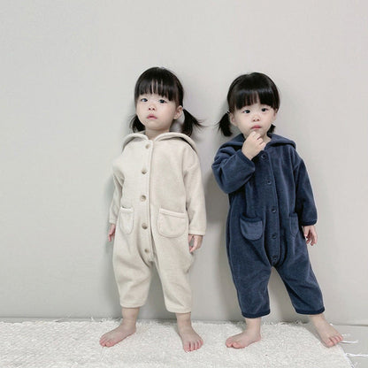 MyKids-USA® Autumn Hot Selling Baby Unisex Solid Color Long Sleeves Fluffy Romper