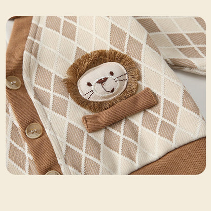 MyKids-USA® Autumn Arrival Baby Kids Boys Argyle Cardigan and Plain Pants Clothing Set