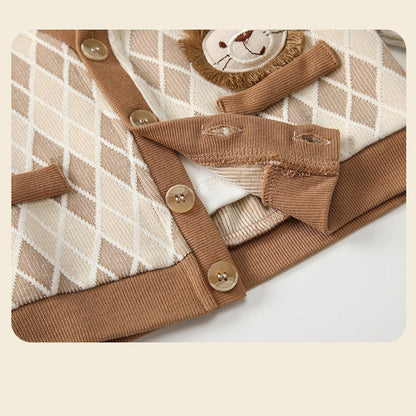 MyKids-USA® Autumn Arrival Baby Kids Boys Argyle Cardigan and Plain Pants Clothing Set
