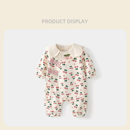 MyKids-USA® Autumn Arrival Baby Girls Long Sleeves Cute Cherry Pattern Rompers