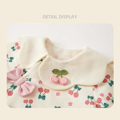 MyKids-USA® Autumn Arrival Baby Girls Long Sleeves Cute Cherry Pattern Rompers