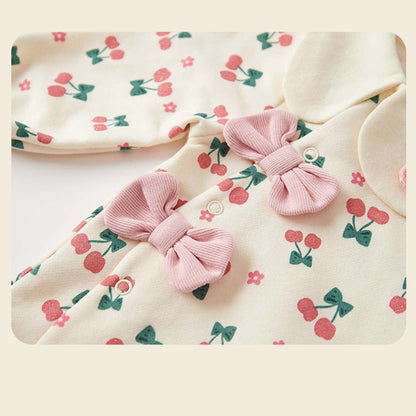 MyKids-USA® Autumn Arrival Baby Girls Long Sleeves Cute Cherry Pattern Rompers