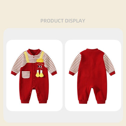 MyKids-USA® Autumn Arrival Baby Long Sleeves Cute Cartoon and Striped Pattern Rompers