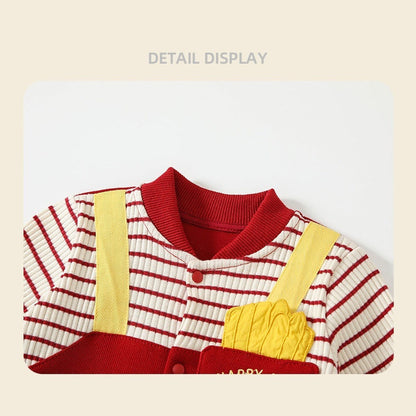 MyKids-USA® Autumn Arrival Baby Long Sleeves Cute Cartoon and Striped Pattern Rompers