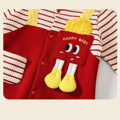 MyKids-USA® Autumn Arrival Baby Long Sleeves Cute Cartoon and Striped Pattern Rompers