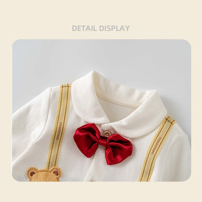 MyKids-USA® Autumn Arrival Baby Boys Long Sleeves Cute Cartoon Pattern Color Patchwork Rompers