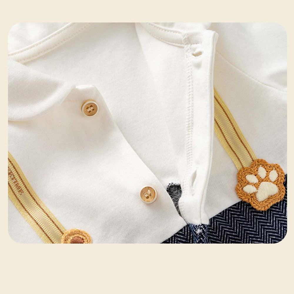 MyKids-USA® Autumn Arrival Baby Boys Long Sleeves Cute Cartoon Pattern Color Patchwork Rompers