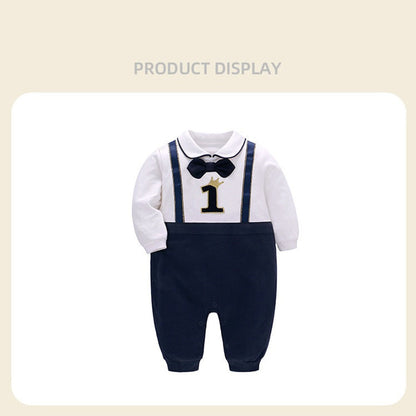 MyKids-USA® Autumn Arrival Baby Boys Long Sleeves Letters Pattern Color Patchwork Rompers