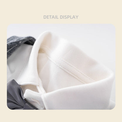MyKids-USA® Autumn Winter Arrival Baby Boys Beige Shirt, English Striped Vest and Pants Clothing Set