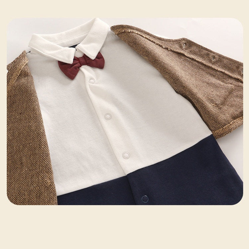 MyKids-USA® Autumn Arrival Baby Boys Long Sleeves Cute Color Patchwork Rompers