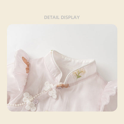 MyKids-USA® Autumn Arrival Baby Girls Long Sleeves Cute Flowers Pattern Embroidered Bodysuit with Headband
