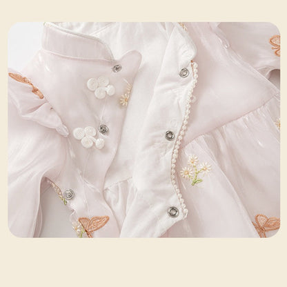 MyKids-USA® Autumn Arrival Baby Girls Long Sleeves Cute Flowers Pattern Embroidered Bodysuit with Headband