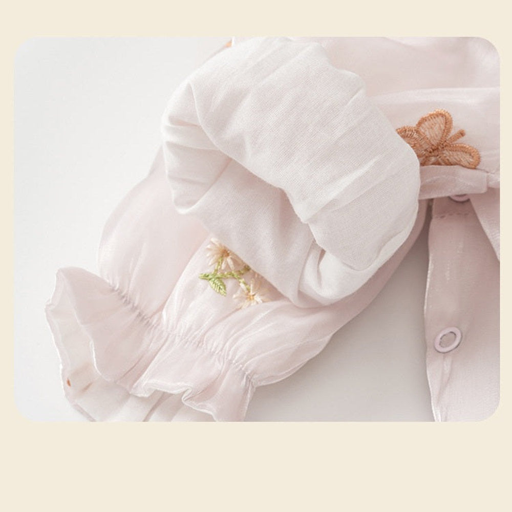 MyKids-USA® Autumn Arrival Baby Girls Long Sleeves Cute Flowers Pattern Embroidered Bodysuit with Headband