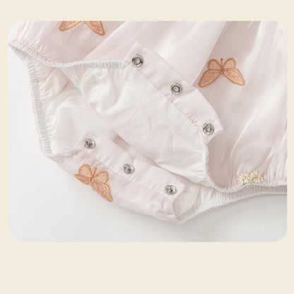 MyKids-USA® Autumn Arrival Baby Girls Long Sleeves Cute Flowers Pattern Embroidered Bodysuit with Headband