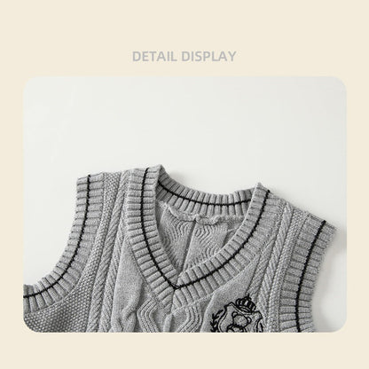 MyKids-USA® Autumn Winter Arrival Baby Kids Boys Beige Shirt, Knitted Vest and Plain Pants