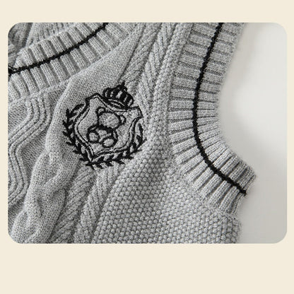 MyKids-USA® Autumn Winter Arrival Baby Kids Boys Beige Shirt, Knitted Vest and Plain Pants