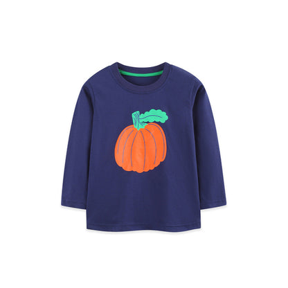 MyKids-USA® Autumn Arrival Kids Boys Pumpkin Cartoon Pattern Crew Neck Long Sleeves Top