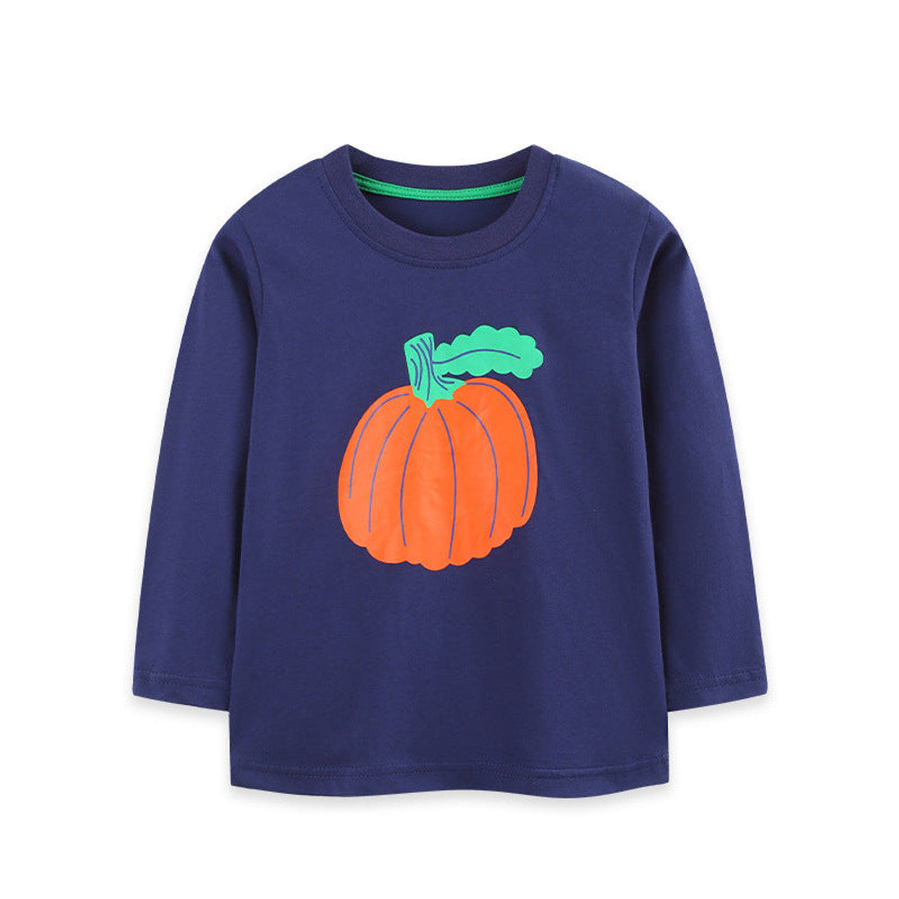 MyKids-USA® Autumn Arrival Kids Boys Pumpkin Cartoon Pattern Crew Neck Long Sleeves Top
