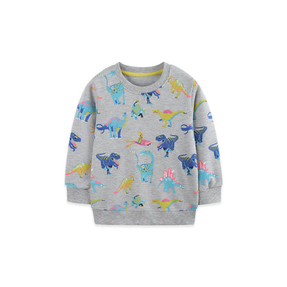 MyKids-USA® Autumn Arrival Kids Boys Dinosaurs Cartoon Pattern Crew Neck Long Sleeves Sweatshirt
