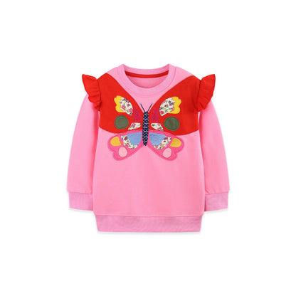 MyKids-USA® Autumn Arrival Kids Girls Butterfly Pattern Crew Neck Long Sleeves Sweatshirt