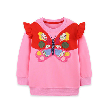 MyKids-USA® Autumn Arrival Kids Girls Butterfly Pattern Crew Neck Long Sleeves Sweatshirt