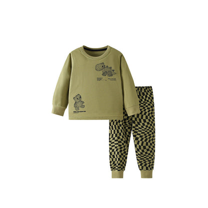 MyKids-USA® Winter Autumn Baby Kids Plaid Pattern Long Sleeves Sweatshirt and Pants Clothing Set