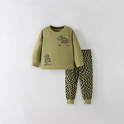 MyKids-USA® Winter Autumn Baby Kids Plaid Pattern Long Sleeves Sweatshirt and Pants Clothing Set