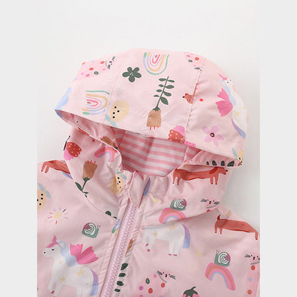 MyKids-USA® Autumn Arrival Girls’ Cartoon Pattern Zip-up Coat