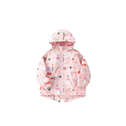 MyKids-USA® Autumn Arrival Girls’ Cartoon Pattern Zip-up Coat