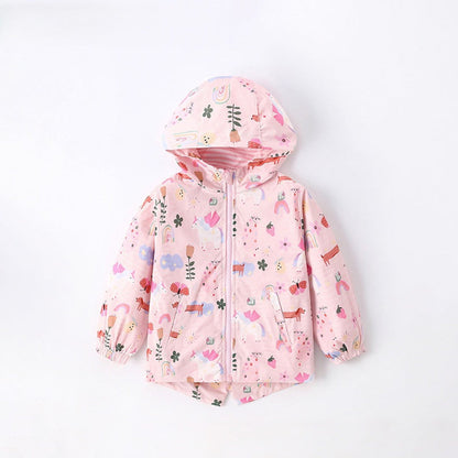 MyKids-USA® Autumn Arrival Girls’ Cartoon Pattern Zip-up Coat