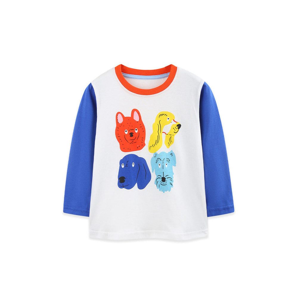 MyKids-USA® Autumn Arrival Kids Boys Puppy Cartoon Pattern Crew Neck Long Sleeves Top