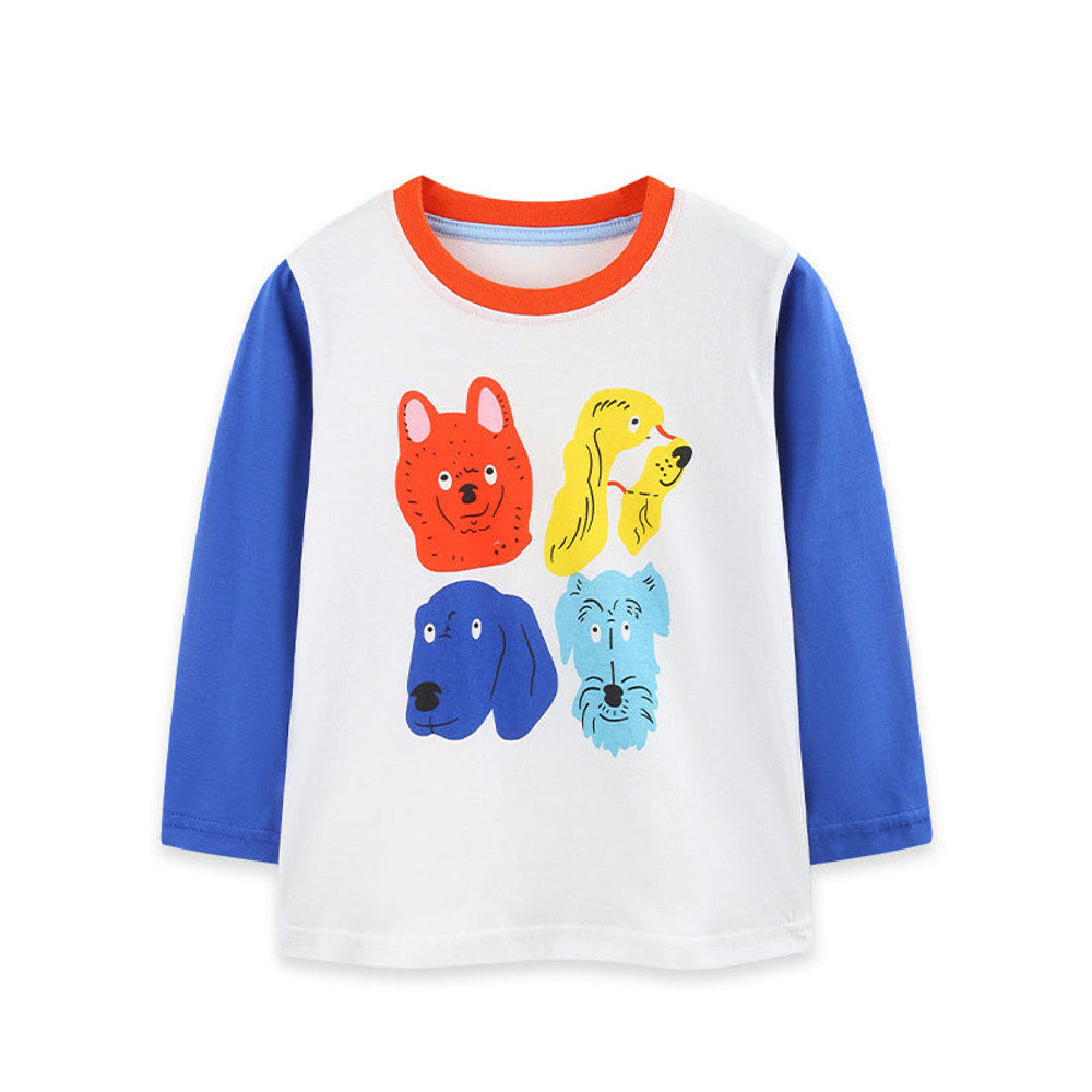 MyKids-USA® Autumn Arrival Kids Boys Puppy Cartoon Pattern Crew Neck Long Sleeves Top
