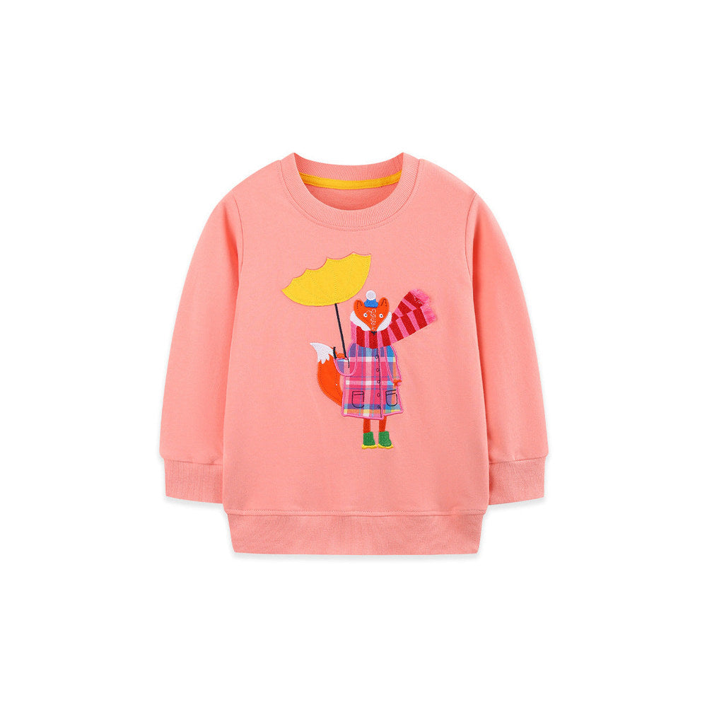 MyKids-USA® Autumn Arrival Kids Girls Animals Cartoon Pattern Crew Neck Long Sleeves Sweatshirt