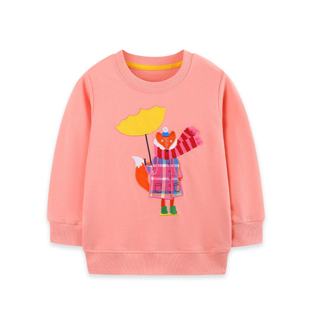 MyKids-USA® Autumn Arrival Kids Girls Animals Cartoon Pattern Crew Neck Long Sleeves Sweatshirt