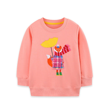 MyKids-USA® Autumn Arrival Kids Girls Animals Cartoon Pattern Crew Neck Long Sleeves Sweatshirt