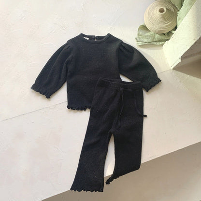 MyKids-USA® Spring and Autumn Baby Kids Girls Long Sleeves Plain Top and Flared Pants Clothing Set