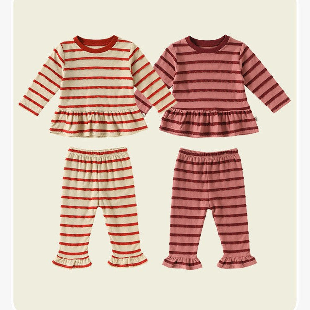 MyKids-USA® Spring and Autumn Baby Kids Girls Long Sleeves Striped Pattern Top and Pants Clothing Set
