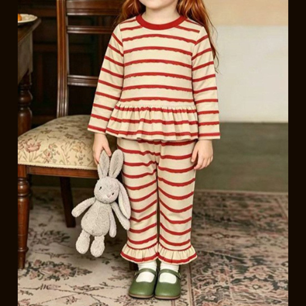 MyKids-USA® Spring and Autumn Baby Kids Girls Long Sleeves Striped Pattern Top and Pants Clothing Set
