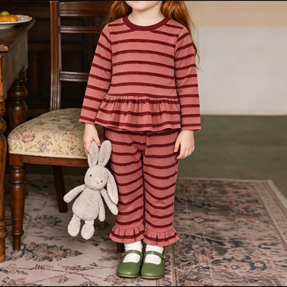 MyKids-USA® Spring and Autumn Baby Kids Girls Long Sleeves Striped Pattern Top and Pants Clothing Set
