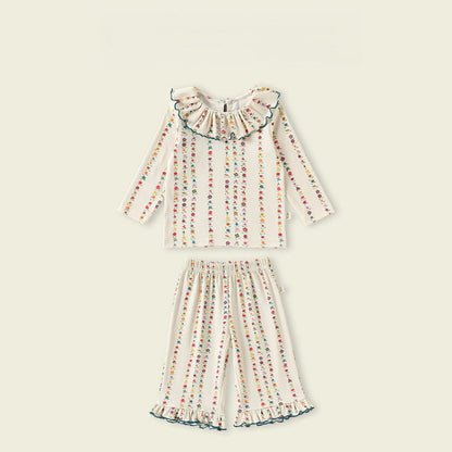 MyKids-USA® Spring and Autumn Baby Kids Girls Long Sleeves Flowers Striped Pattern Top and Pants